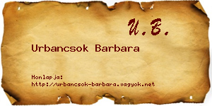 Urbancsok Barbara névjegykártya
